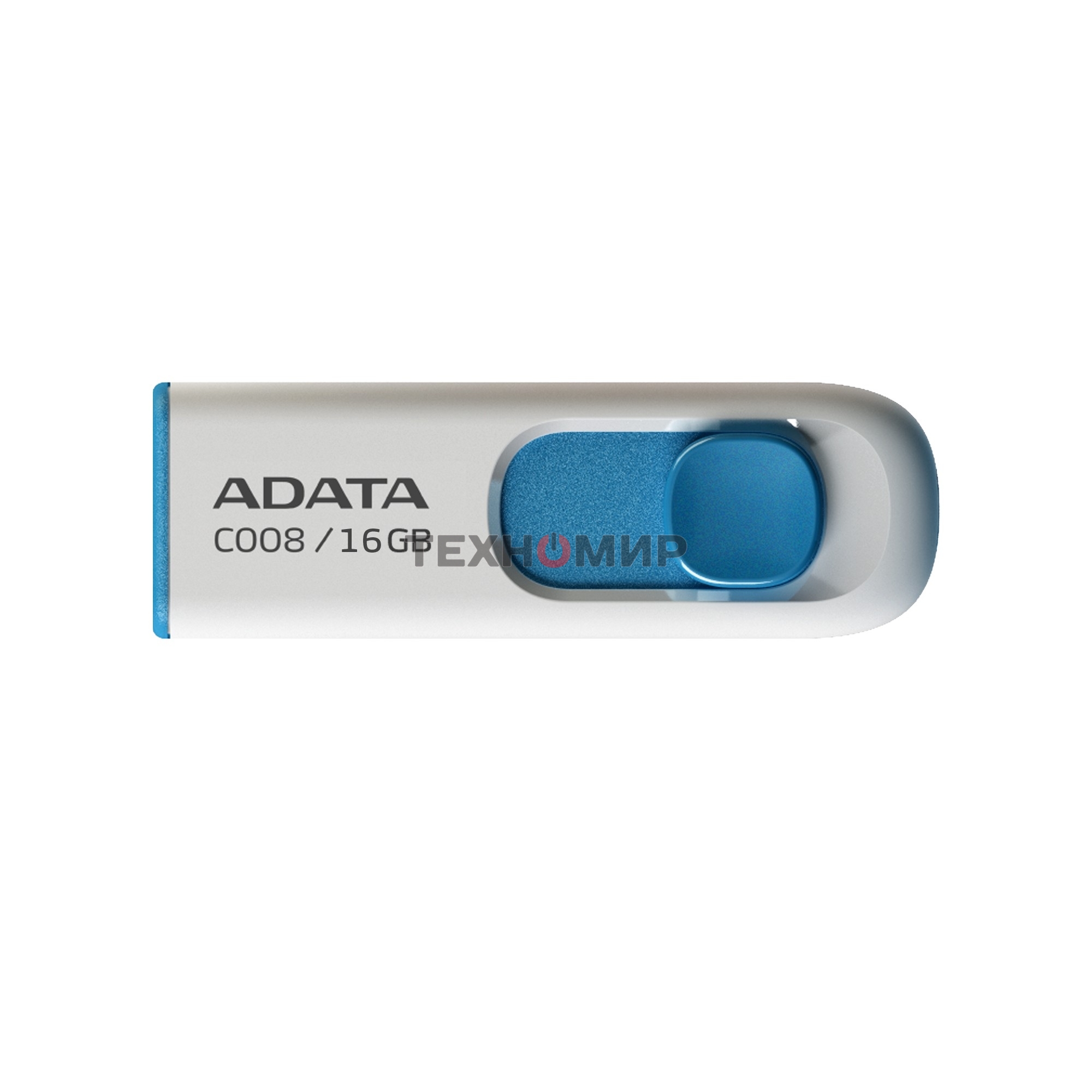 Флешка USB ADATA C008 (AC008-16G-RWE), 16Gb, USB 2.0, R/W 15/5, белый/синий
