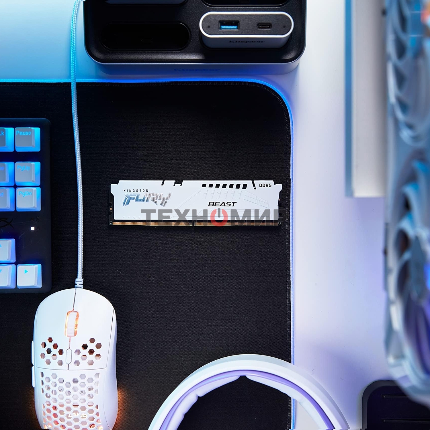 Оперативная память Kingston Fury Beast, DDR5, 32Gb (1x32GB), 6000MHz, CL36, DIMM, с радиатором, белый