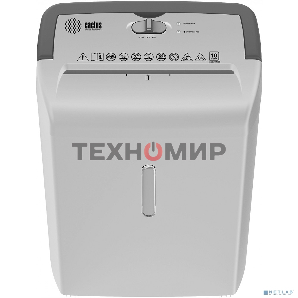 Шредер Cactus CS-SH-C5 белый (секр.P-4) фрагменты 10лист. 21лтр. скрепки скобы пл.карты