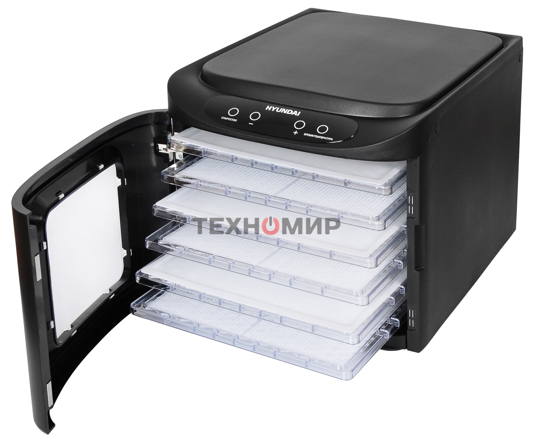 Сушка для фруктов и овощей Hyundai HYFD-P1203 12под. 500 Вт, черный