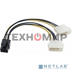 Переходник питания PCI-Express 6pin (от 2х разъемов Molex (IDE) блока питания), 15 см ExeGate EX138937RUS