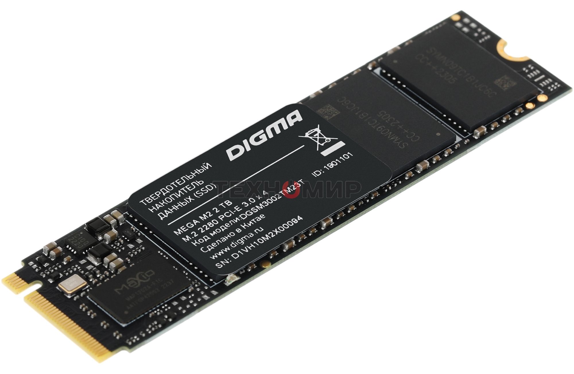 Накопитель SSD Digma Mega M2, 2048 Gb, PCIe 3.0 x4, M.2 2280, NVMe, R/W 3300/3000
