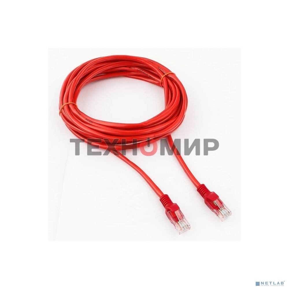 Патч-корд UTP Cablexpert cat.5e, 5м, литой, многожильный (красный)