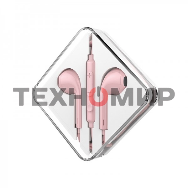 Наушники проводные вставки с микрофоном Hoco M55 розовый