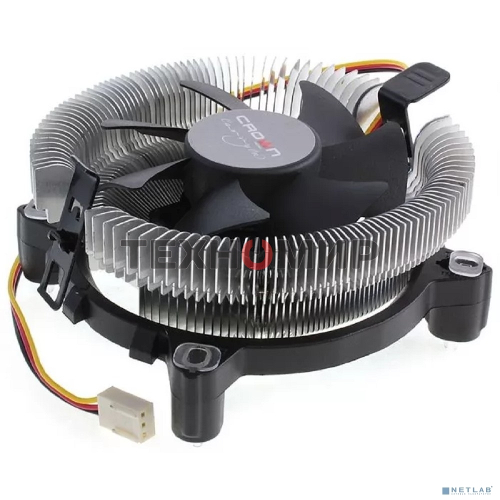 Кулер для процессора Crown CM-80 v2 серебристый/черный, 75 мм, алюминий, 2200 об/мин, 22 дБ, 3 pin, 65 Вт, 42 мм