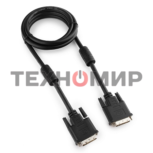 Кабель DVI-D dual link Gembird/Cablexpert, 25M/25M, 1.8м, черный, экран, феррит.кольца, пакет