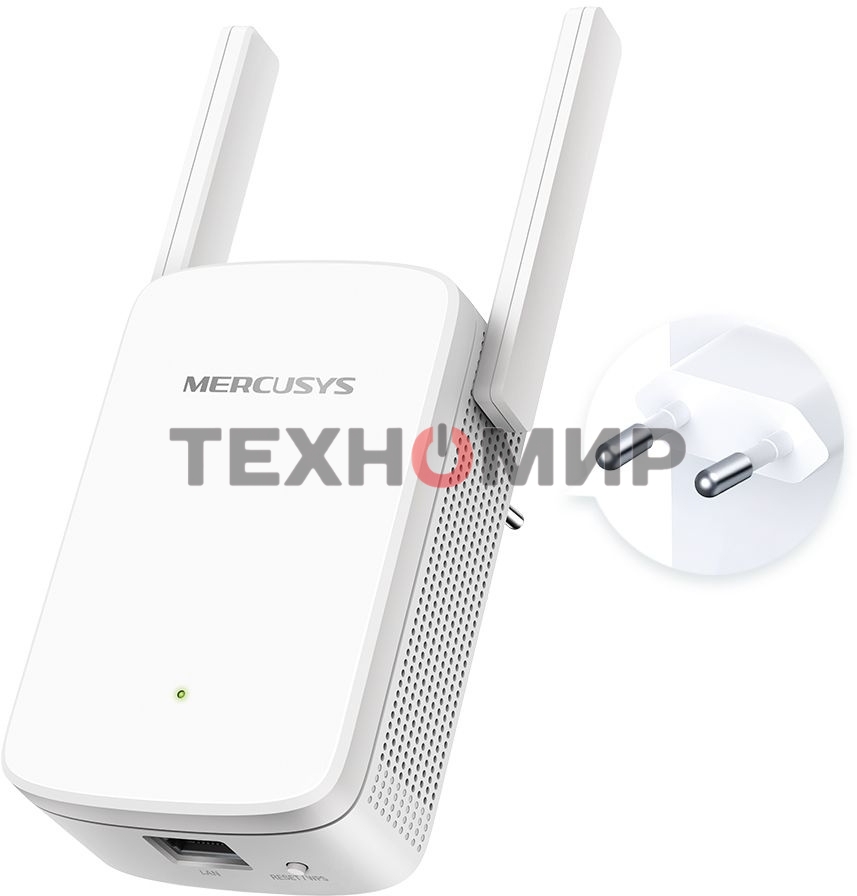 Усилитель сигнала Mercusys ME30 AC1200 Wi-Fi Range Extender, 300 Mbps at 2.4 GHz + 867 Mbps at 5 GHz, 1 x 10/100 LAN, 2× Fixed External Antennas, Wall Plugged, WPS/Reset Button, Signal Indicator, Range Extender/Access Point mode, Adaptive Path Selection