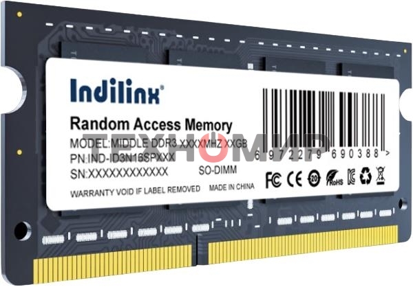 Оперативная память Indillinx, DDR3, 8GB (1x8 GB), 1600 MHz, CL11, SO-DIMM