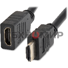 Кабель-удлинитель аудио-видео Buro HDMI (m)/HDMI (f) 1.5м. позолоч.конт. черный