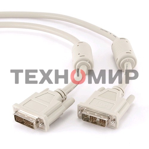 Кабель DVI-D single link Gembird/Cablexpert CC-DVI-6C, 19M/19M, 1.8м, серый, экран, феррит.кольца, пакет
