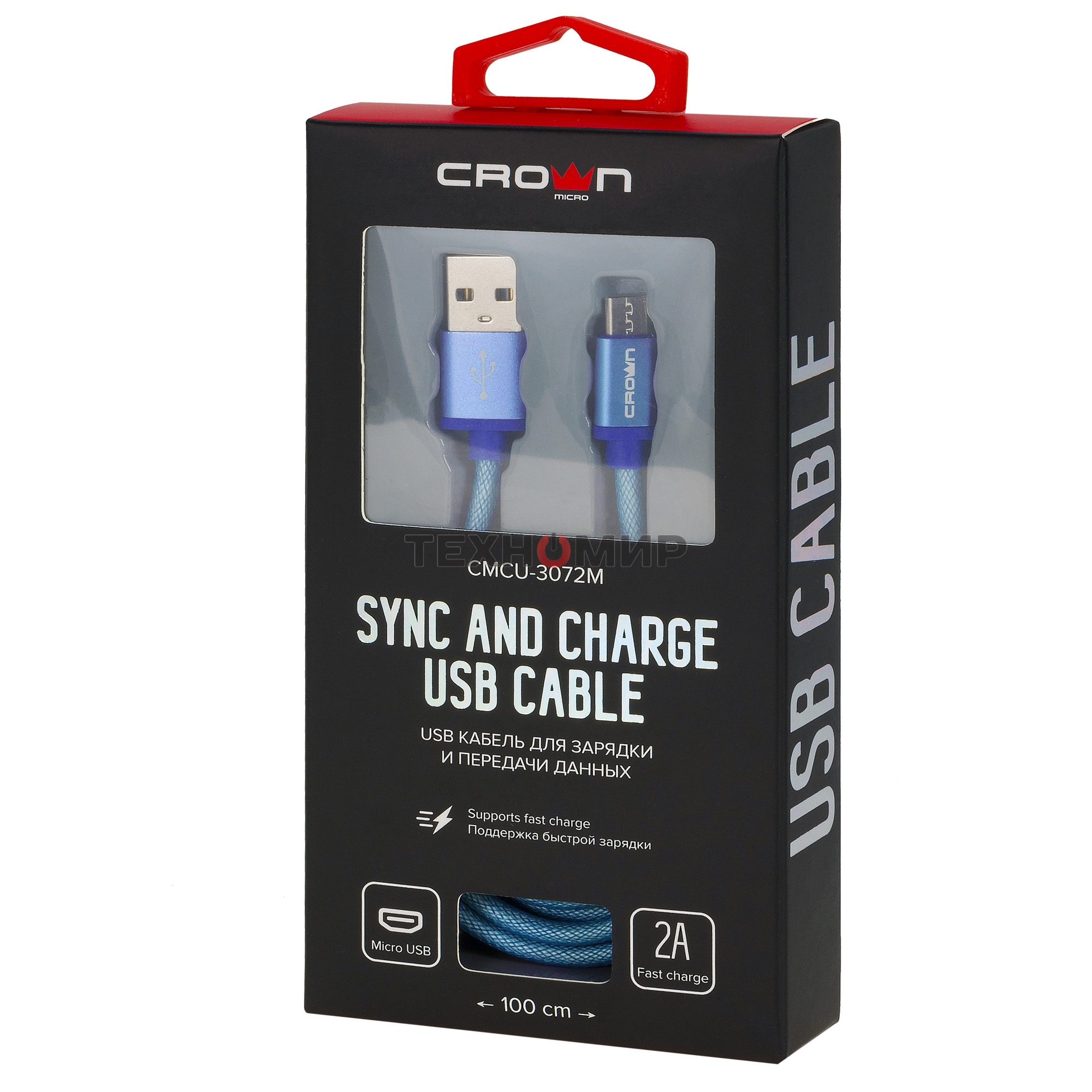 Кабель Crown USB - microUSB CMCU-3072M blue