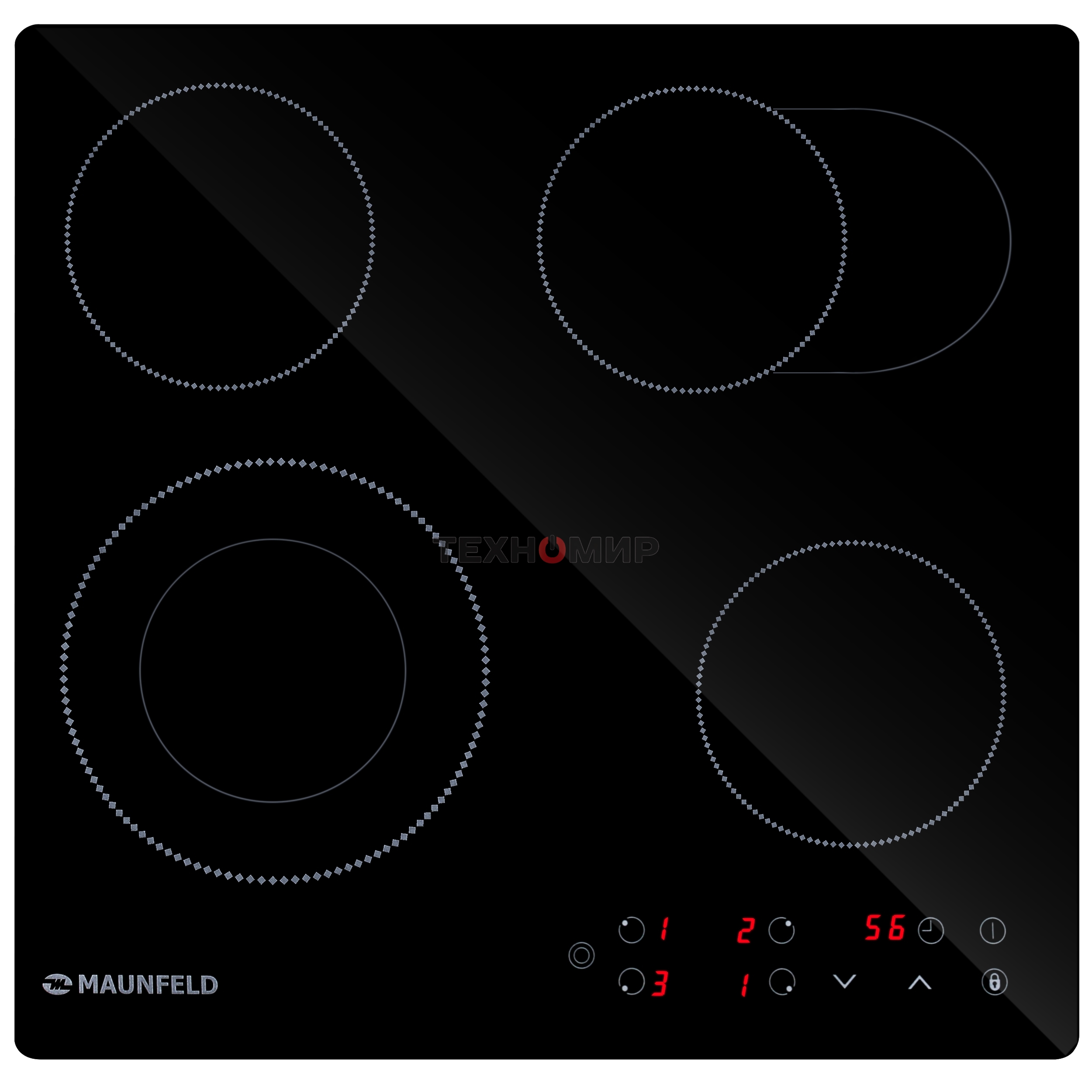 Электрическая варочная панель Maunfeld EVCE594SMDPBK, конфорок: 4 шт., стеклокерамика, независимая, черный