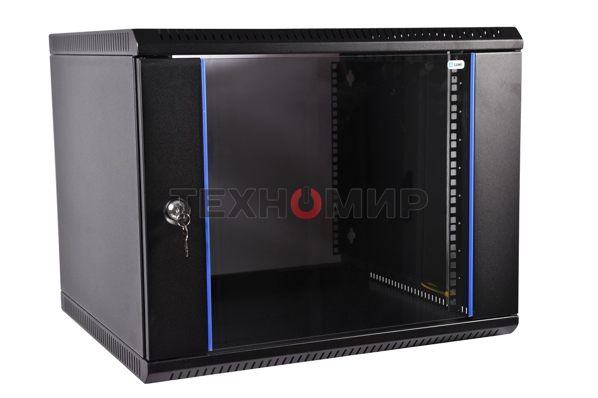 Шкаф телеком. ЦМО настенный разборный 18U (600х650) дверь стекло, черный