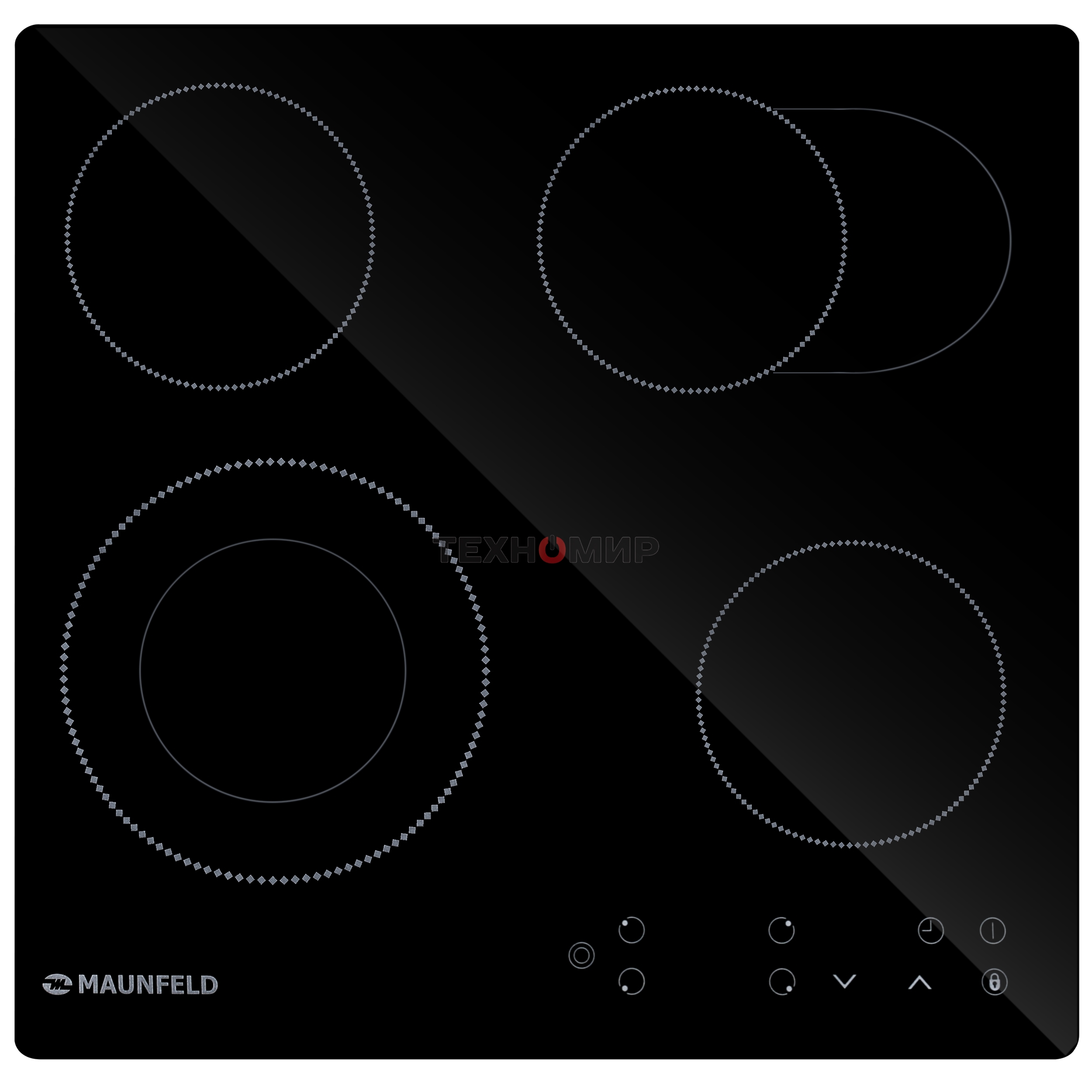 Электрическая варочная панель Maunfeld EVCE594SMDPBK, конфорок: 4 шт., стеклокерамика, независимая, черный