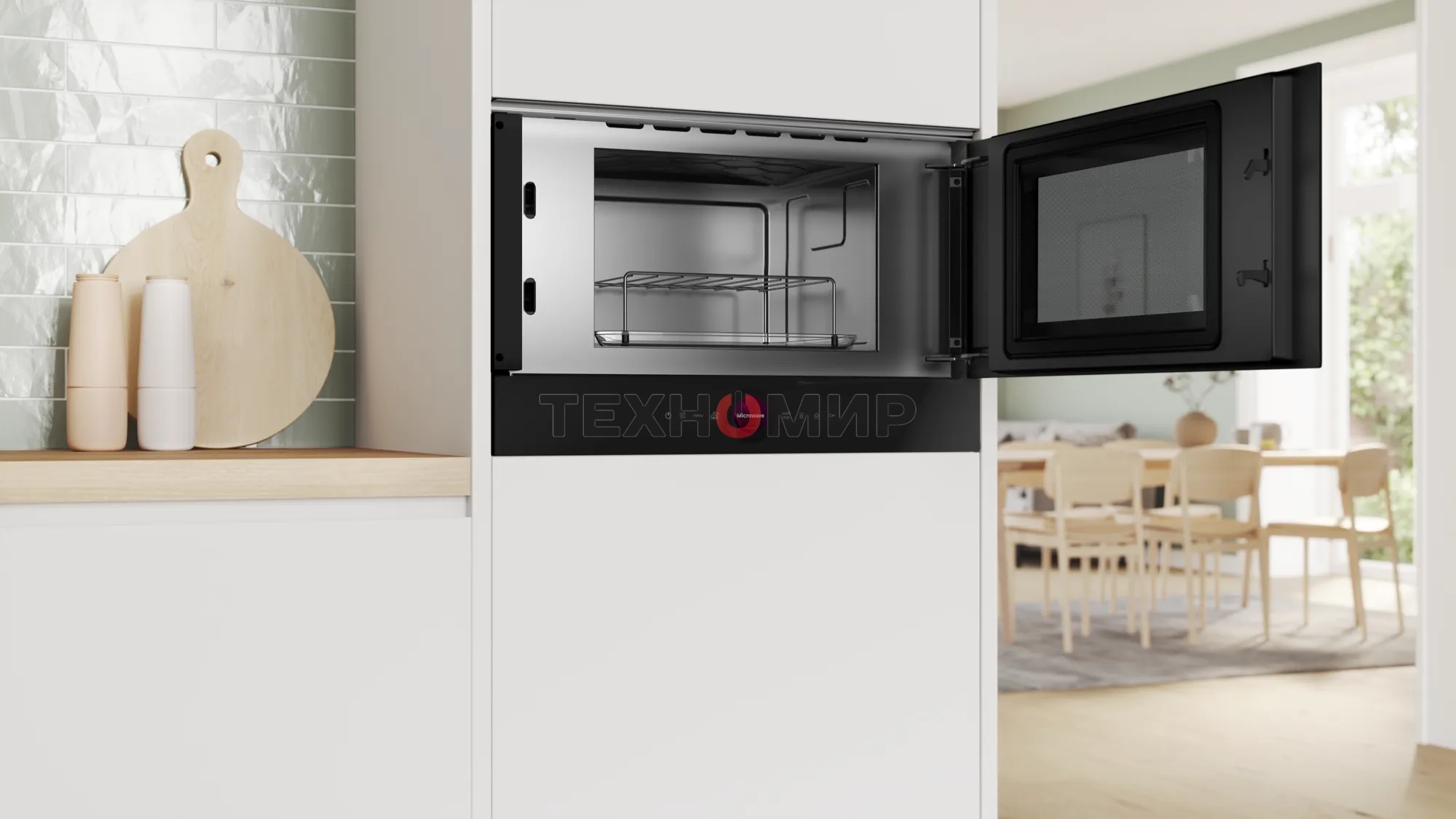 Встраиваемая микроволновая печь Bosch BER7321B1 900Вт, 5 режимов, кварцевый гриль,инвертер, 21 л, черный, петли справа