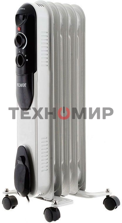 Обогреватель масляный Ресанта ОМПТ- 5Н (5 секций), белый, 1000 Вт, 10 м2, термостат 67/3/2