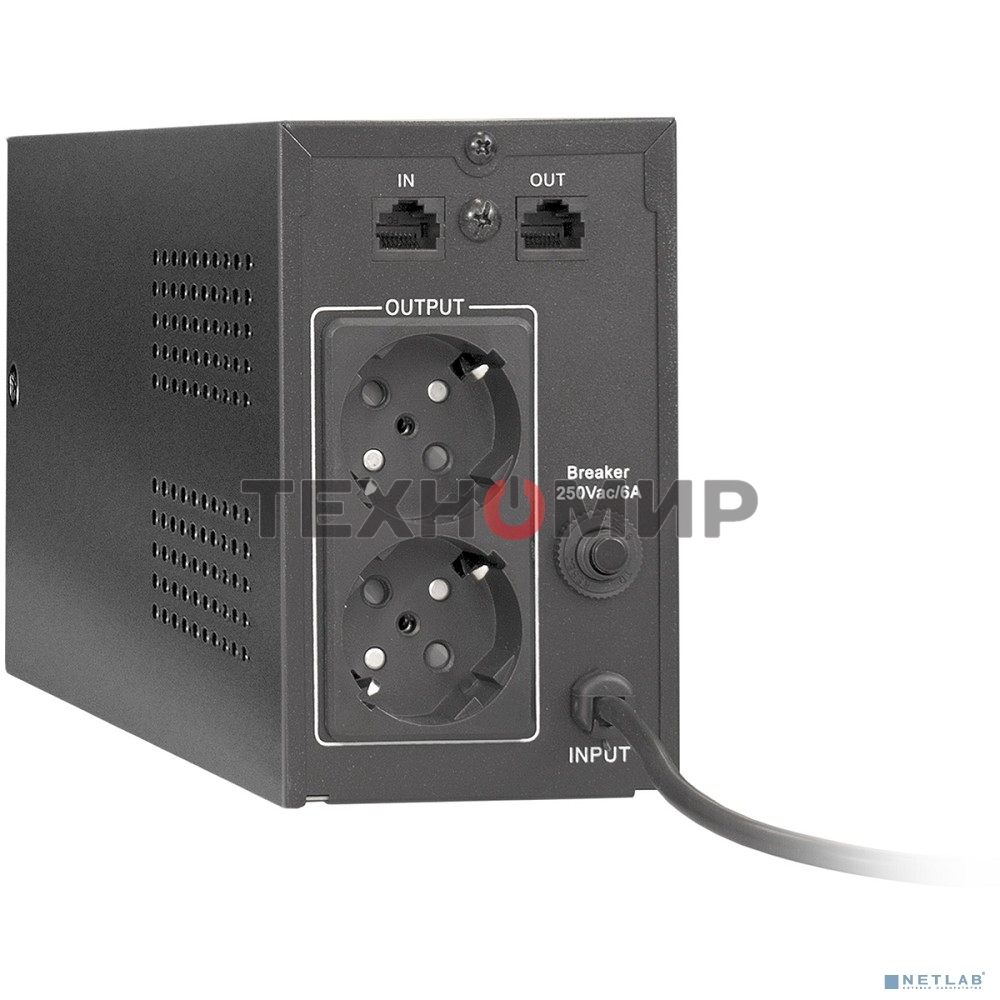 Источник бесперебойного питания ExeGate Power Back BNB-850.LED.AVR.EURO.RJ 850VA/480W, LED, AVR,2 евророзетки, RJ45/11, черный