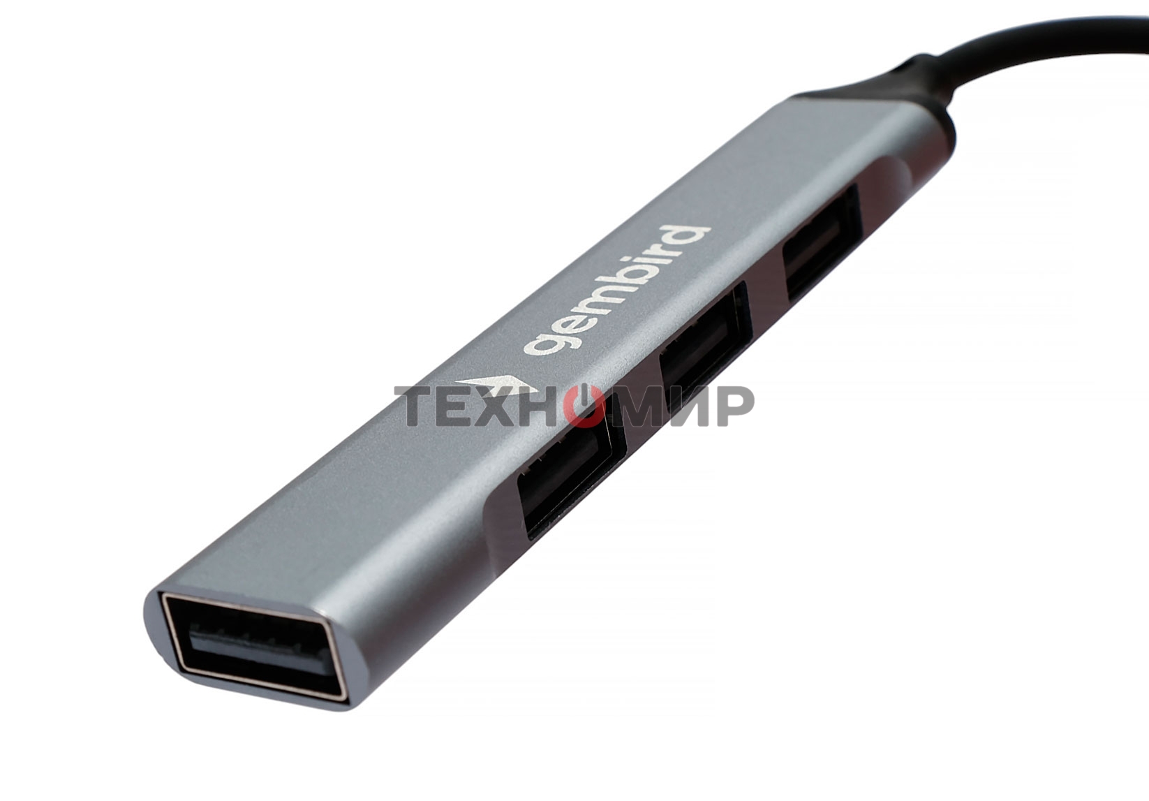 Разветвитель USB2.0 Gembird UHB-C201, 4xUSB2.0, кабель Type-C 10 см, алюминий, пакет