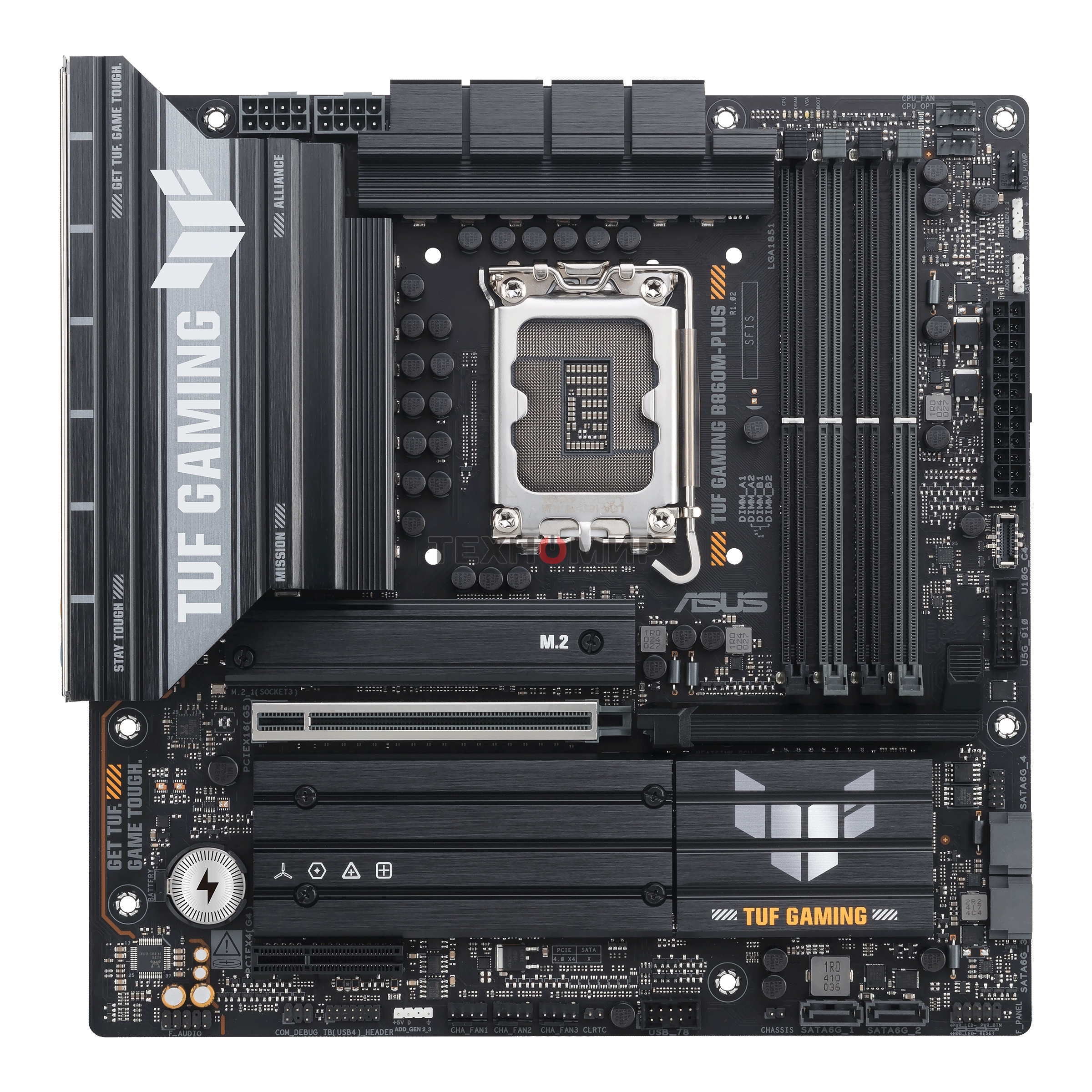 Материнская плата ASUS TUF GAMING B860M-PLUS, LGA 1851, Intel B860, 4xDDR5, 4xSATA, 3xM.2, 1xPCIe 5.0 x16, 1xPCIe x4, 1xUSB-C, 4xUSB-A 3.2 Gen 1, 2xUSB-A 3.2 Gen 2, 1xHDMI, 1xDP, 1x2.5Gb LAN, 7.1, mATX