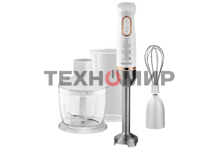 Блендер Centek CT-1347 белый 800 Вт, турбо режим, DC мотор, стакан 600мл +мерн стакан 600мл