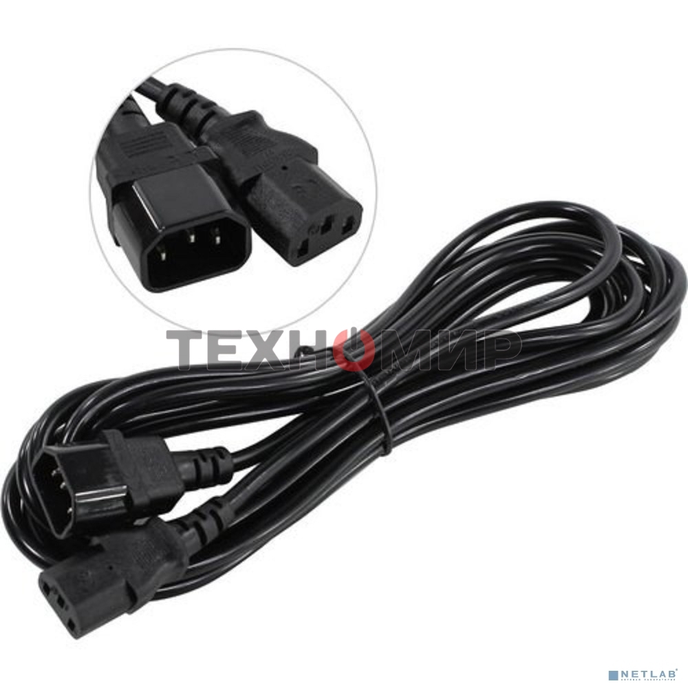 Кабель монитор-компьютер (UPS->уст-во) ExeGate Power EC-5P (С13->С14) VDE-250V-3*1,00-CU, 10A, 5м