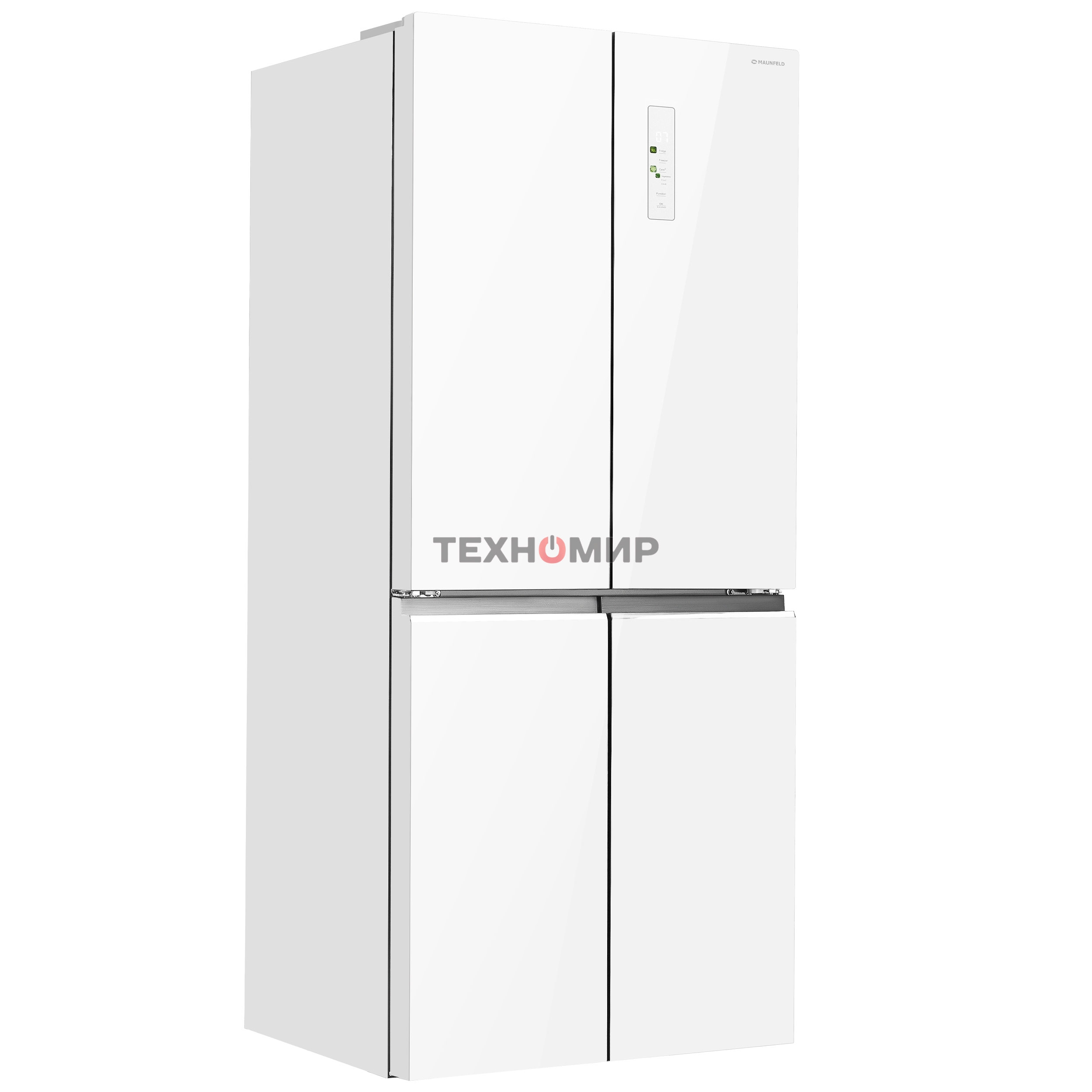 Холодильник Maunfeld MFF183NFWE белый трехкамерный инвертор 270/135л морозилка снизу, Total NoFrost, Side by Side