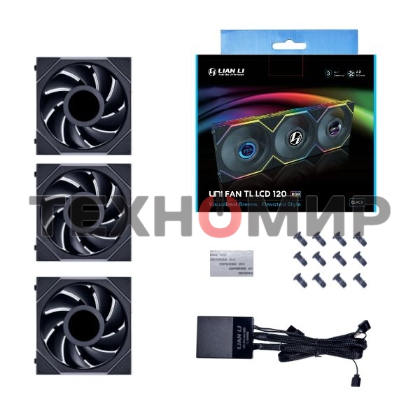 Корпусный вентилятор LIAN LI UNI FAN TL LCD (3pcs) G99.12TLLCD3B.00 черный 120мм 1900rpm 27db 7-pin