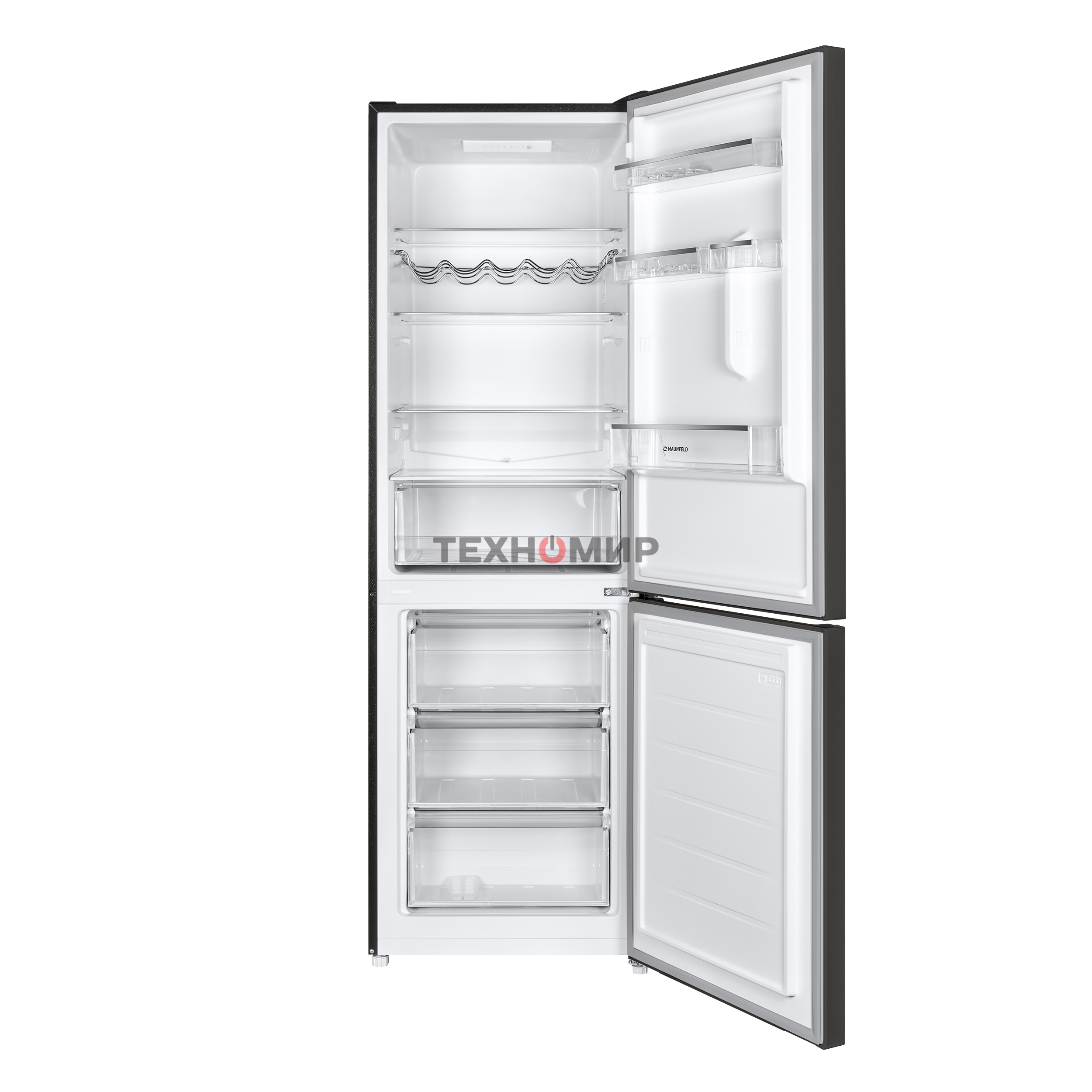 Холодильник Maunfeld MFF185SFSB черный мат. двухкамерный 211/104л морозилка снизу