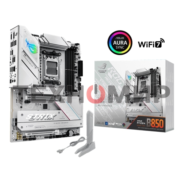 Материнская плата ASUS ROG STRIX B850-A GAMING WIFI, AM5, AMD B850, 4xDDR5, 2xSATA, 4xM.2, 1xPCIe 5.0 x16, 1xPCIe 4.0 x16, 1xPCIe x4, 1xDP, 1xHDMI, 1x2.5Gb LAN, 1xUSB-C 20Gbps, 1xUSB-C 10Gbps, 2xUSB-A 10Gbps, 4xUSB 5Gbps, 2xUSB-A 2.0, 3x3.5 мм, 7.1, ATX