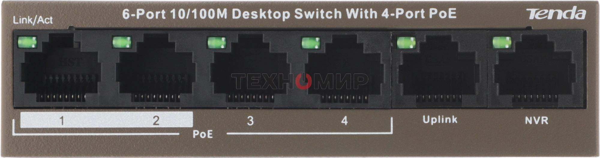 Коммутатор Tenda TEF1106P-4-63W 6PORT 100M 4POE