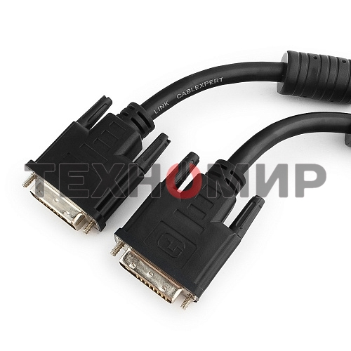 Кабель DVI-D dual link Gembird/Cablexpert, 25M/25M, 1.8м, черный, экран, феррит.кольца, пакет