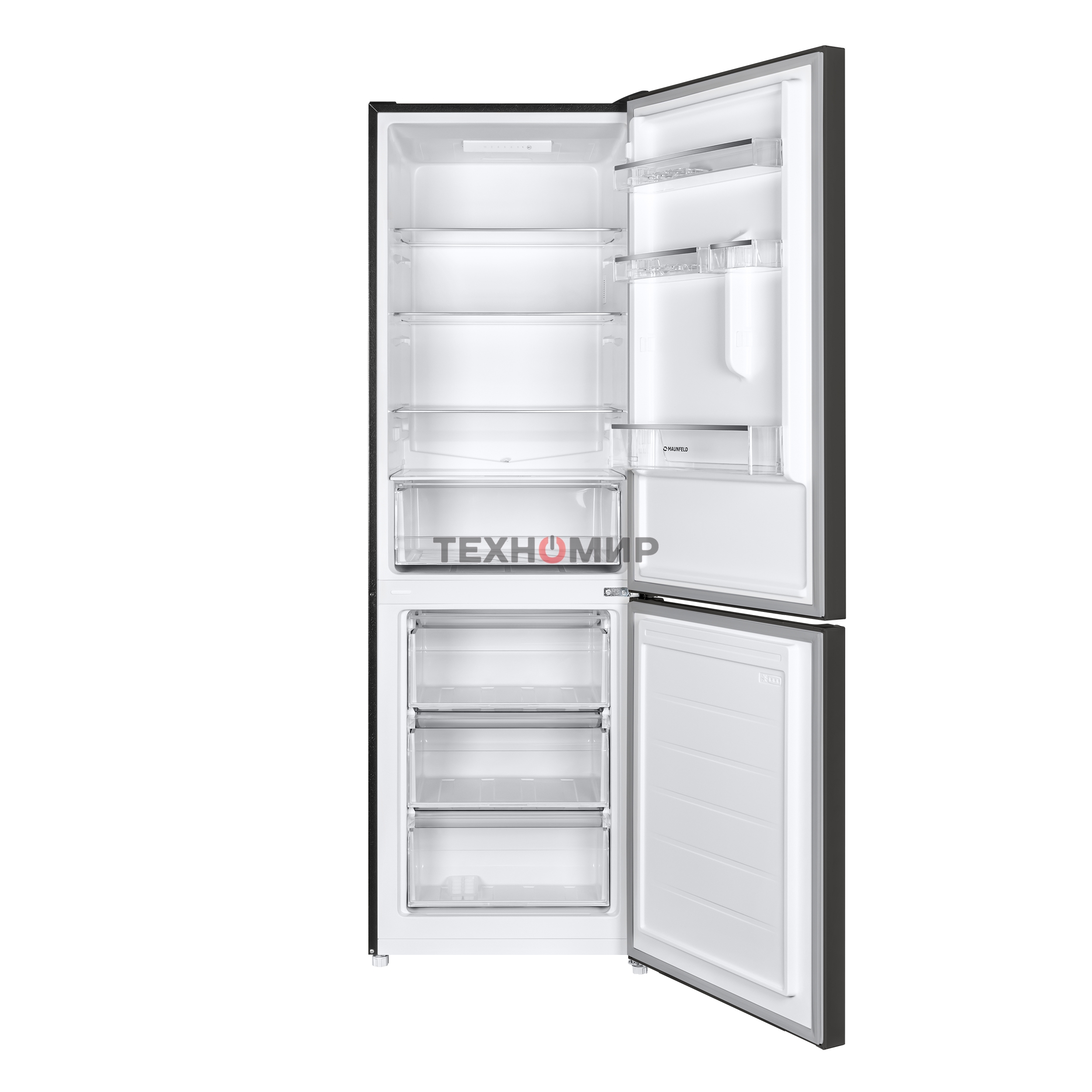 Холодильник Maunfeld MFF185SFSB черный мат. двухкамерный 211/104л морозилка снизу