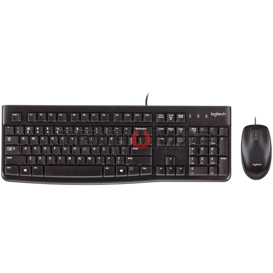 Комплект клавиатура+мышь Logitech MK120 проводной, USB, 1000 DPI, чёрный