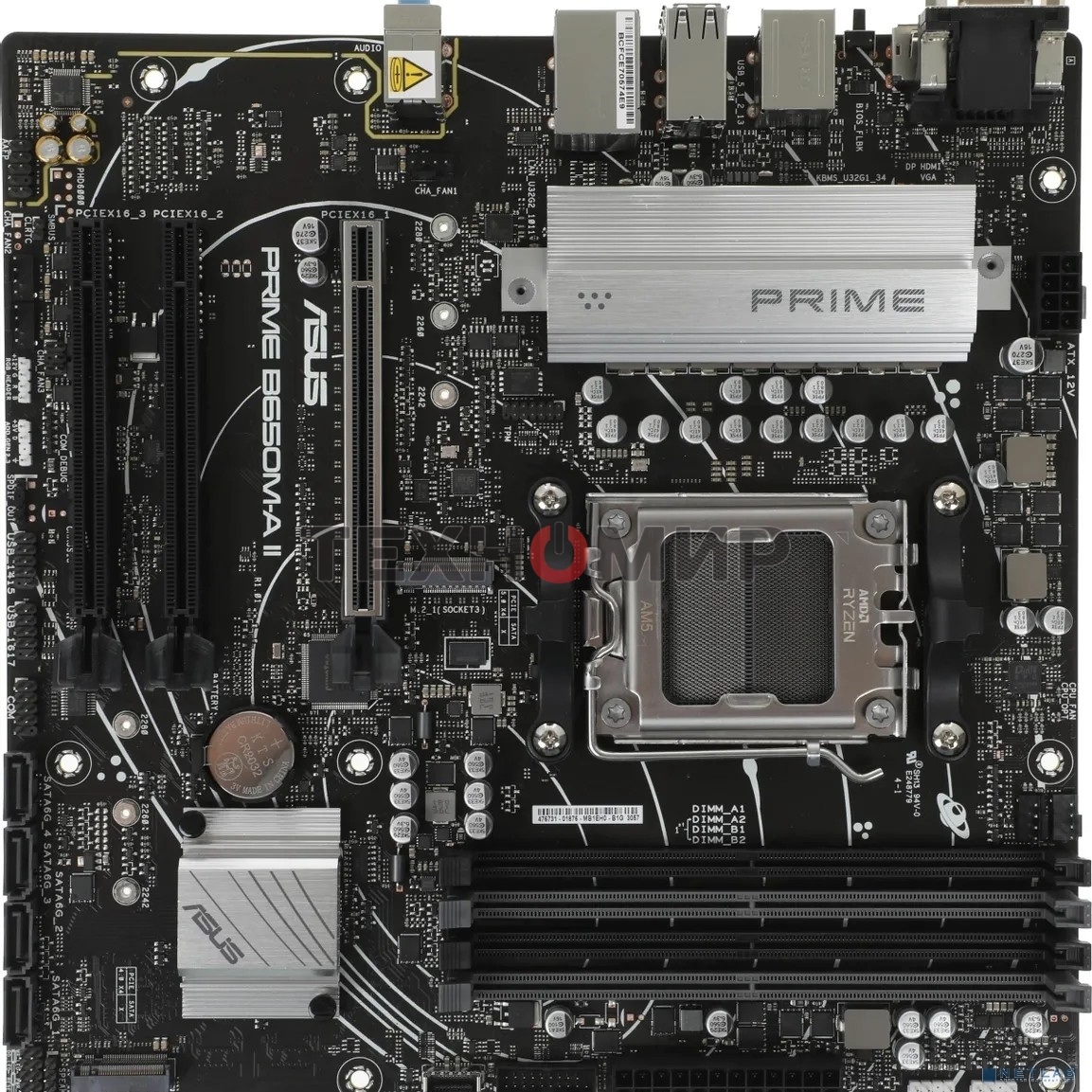 Материнская плата ASUS PRIME B650M-A II-CSM, AM5, AMD B650, 4xDDR5, 4xSATA, 2xM.2, 1xPCI-E 4.0 x16, 1x 2.5Gb LAN, 2xUSB-A 3.2 Gen 1, 2xUSB-A 3.2 Gen 2, 4xUSB 2.0, 1xDisplayPort, 1xHDMI, 1xVGA, 3x3.5 мм, 7.1, Micro-ATX