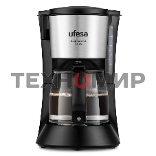 Кофеварка капельная Ufesa CG7125 Capriccio 12 DelUX черный/серебристый, исп. кофе - молотый, 1.2 л, 680 Вт.