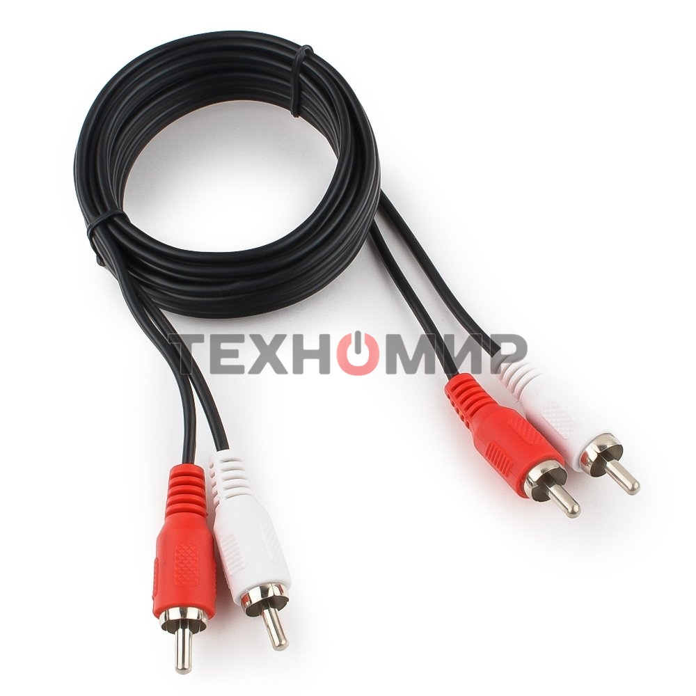 Кабель аудио Cablexpert CCA-2R2R-1.8M-N, 2xRCA/2xRCA, 1.8м, черный, пакет