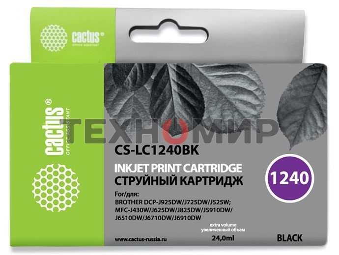 Картридж струйный Cactus CS-LC1240BK черный (24 мл) для Brother MFC-J6510/6910DW
