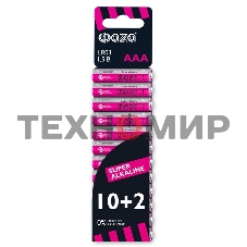 Элемент питания алкалиновый LR03 Super Alkaline SBL-10+2 (уп.12шт) ФАZА 2854612, 1.5 В