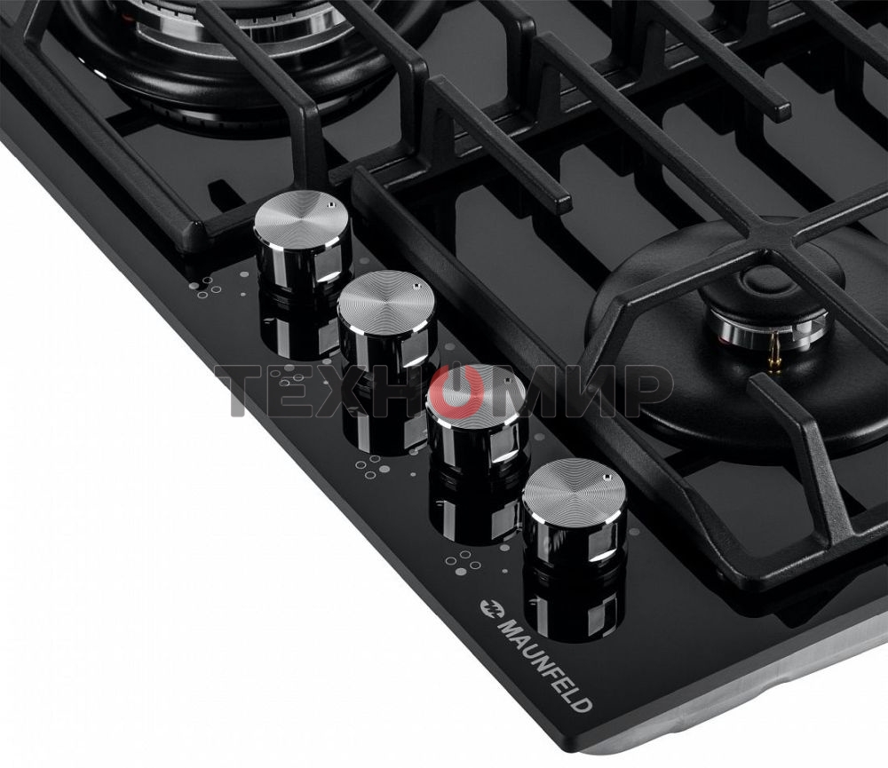 Газовая варочная панель Maunfeld EGHG.64.6CB/G, 4 конфорки, закаленное стекло, черный