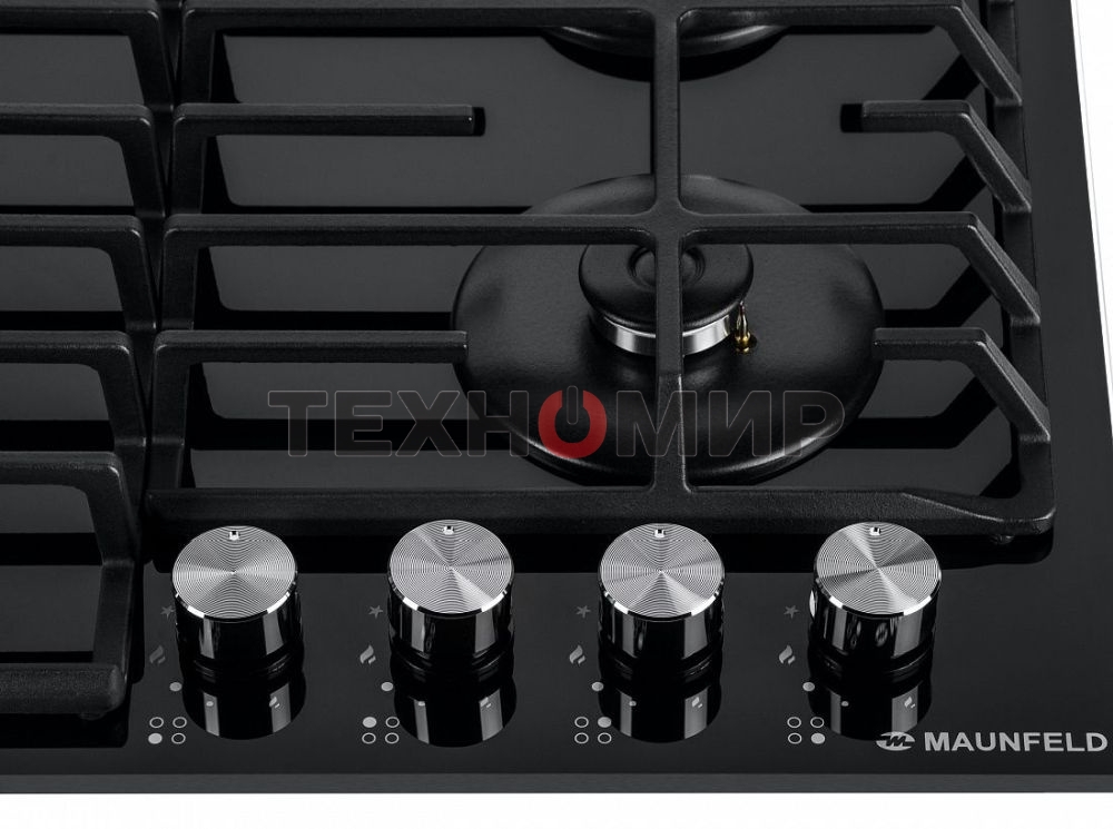 Газовая варочная панель Maunfeld EGHG.64.6CB/G, 4 конфорки, закаленное стекло, черный
