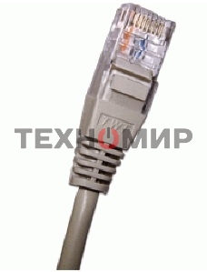 Патч-корд 2-х парный TWT UTP cat.5e, с заливными колпачками, 1.0 м, серый