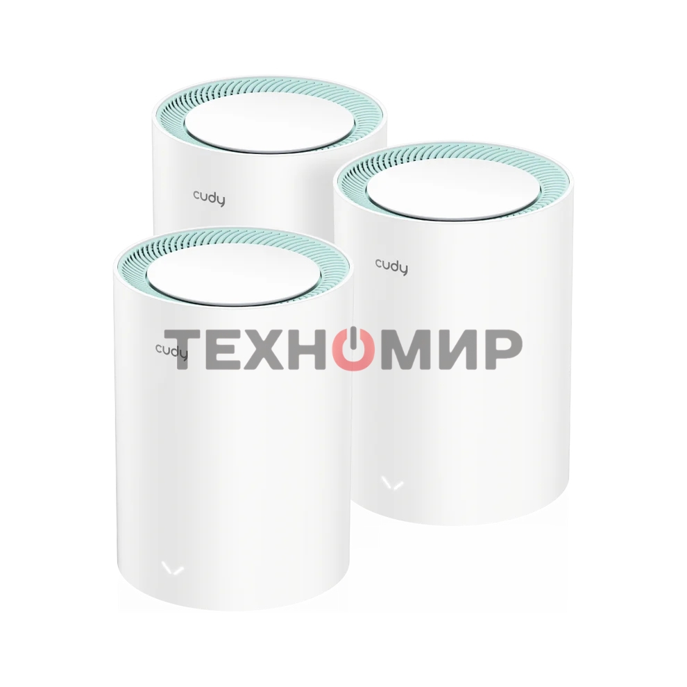Бесшовный Mesh роутер Cudy M1300 (M1300 3-PACK) AC1200 10/100/1000BASE-TX/Wi-Fi белый (упак.:3шт)