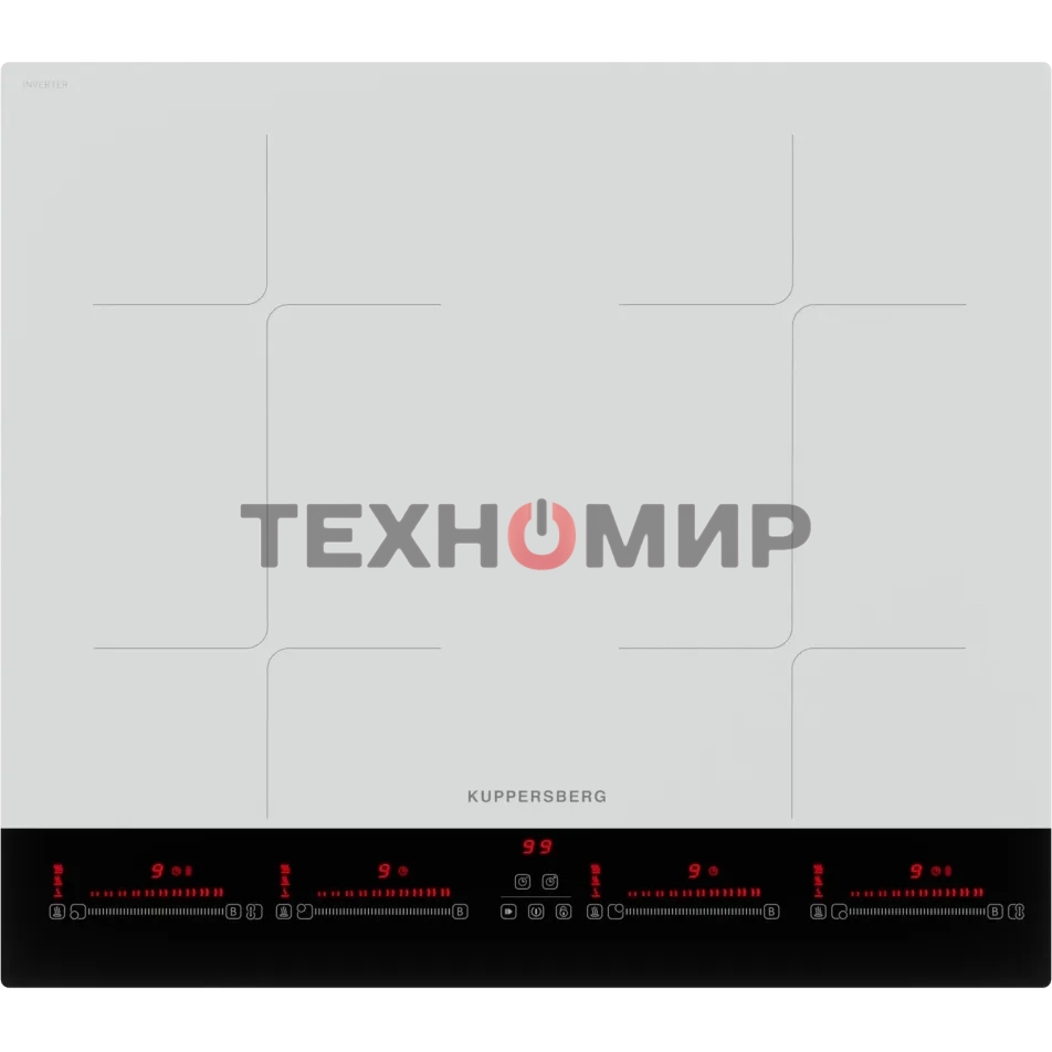 Варочная поверхность Kuppersberg ICI 622 W, индукция, High-Tech, прямой край, 9 уровней мощности, бустер, Stop and Go, Flexi-zone, автоматическое отключение, таймер, авто программы, индикатор остаточного тепла, сенсорное управление, цвет белый