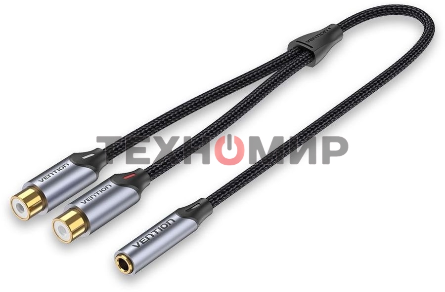 Переходник-разветвитель Vention гибкий Jack 3.5 мм F/2RCA F - 0.3 м