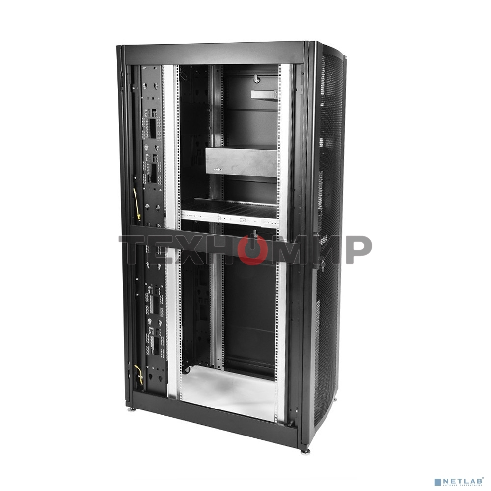 Шкаф серверный ПРОФ напольный 42U (800x1000) дверь перфор. 2 шт., черный, в сборе (ШТК-СП-42.8.10-44АА-9005)