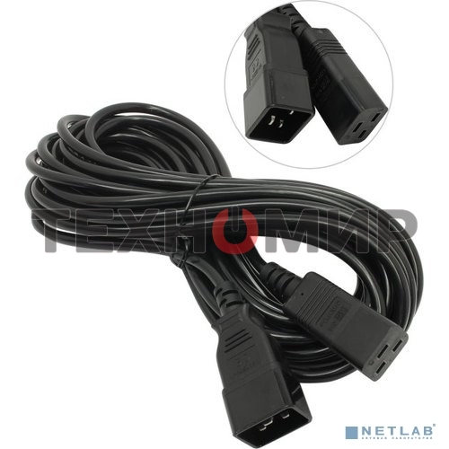 Кабель питания (UPS) ExeGate Power EC20-10P (С19->С20) VDE-250V-3*1.5-СU, 16А, черный, 10м