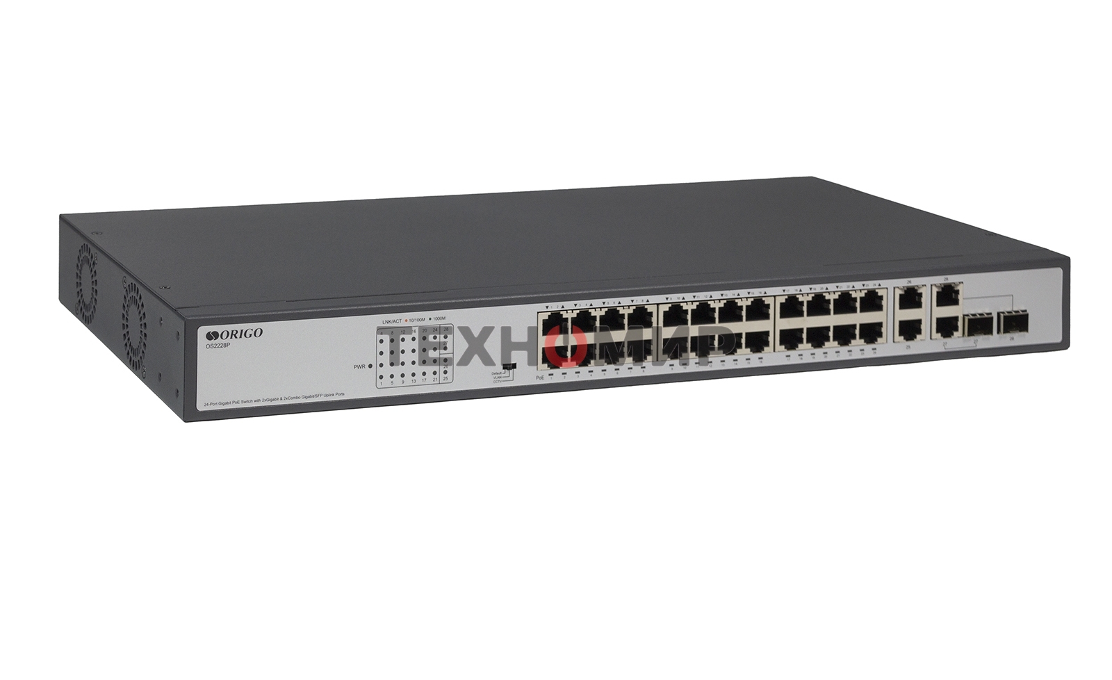 Коммутатор Origo OS2228P/370W OS2228P/370W/B1A (L2) 26x1 Гбит/с 2SFP 24PoE+ 370W неуправляемый