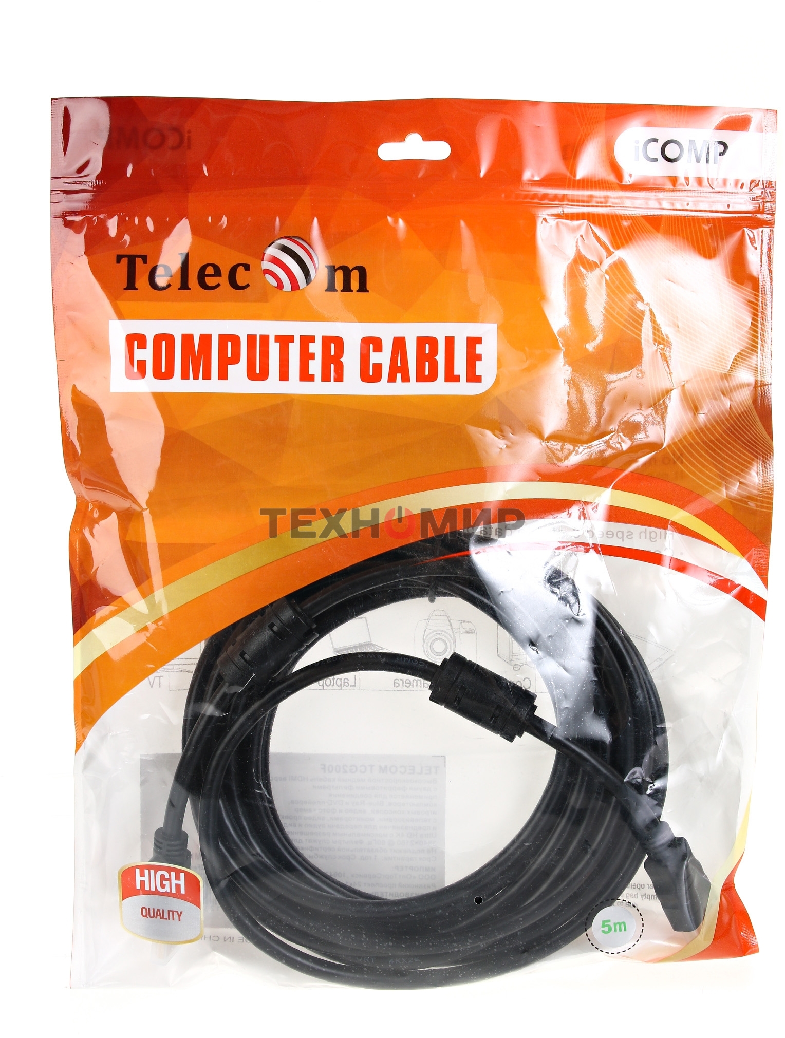 Кабель HDMI-19M - HDMI-19M ver 2.0+3D/Ethernet,2 фильтра 5m Telecom