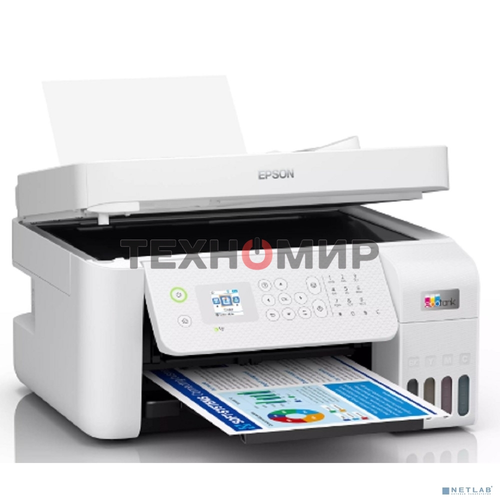МФУ струйное Epson EcoTank L5296 (C11CJ65411) белый, A4, ч/б печ. 33стр/мин., цв. печ. 15стр/мин., 5760x1440 DPI, 2400х1200 DPI, USB, Ethernet, Wi-Fi