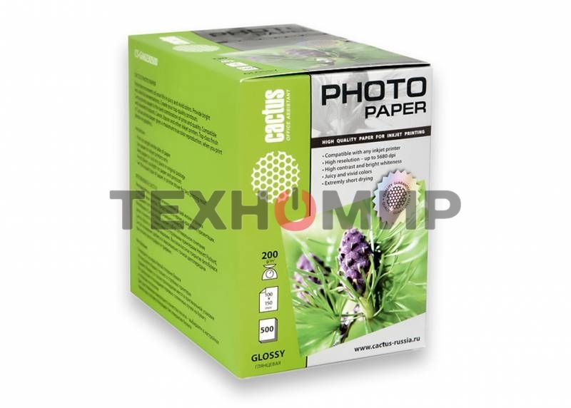 Фотобумага Cactus CS-GA6200500 глянцевая A6 200 г/м2 500 листов.